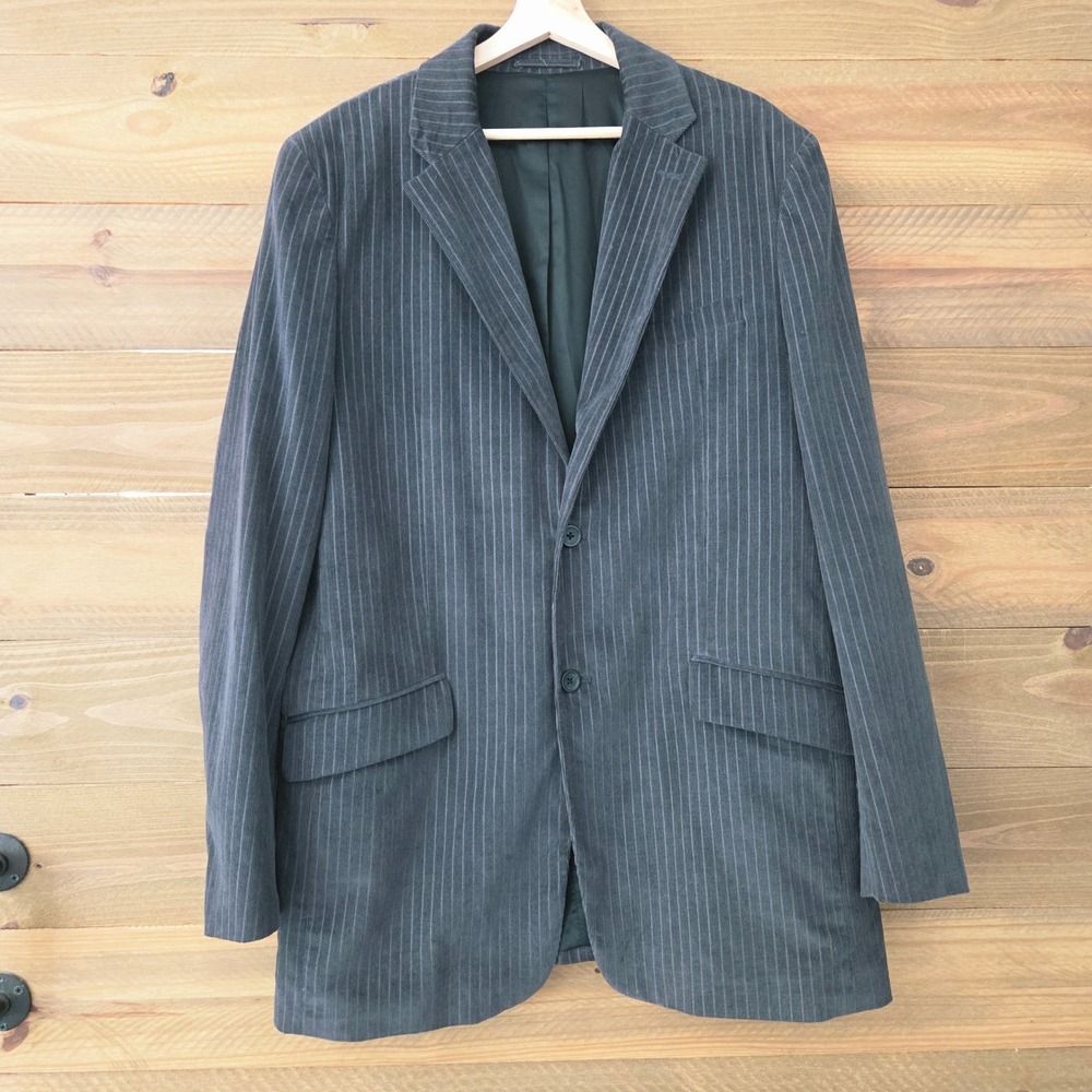 Banana Republic Blazer Gray Pinstripe Corduroy Jacket Mens 46 Long